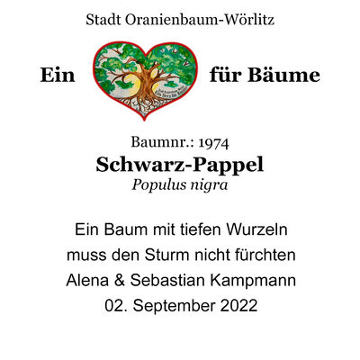 Schild Baumpatenschaft Kampmann