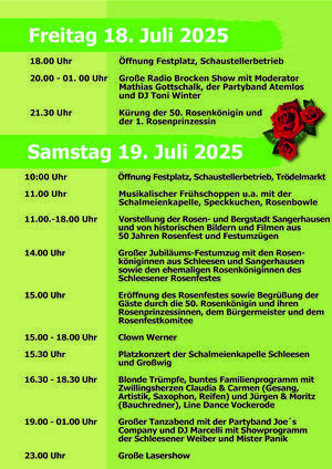 Rosenfest Programm Freitag Samstag
