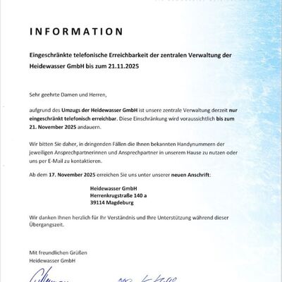 Information Heidewasser