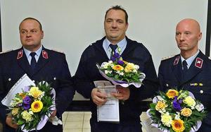 (l.) 2. stellv. Stadtwehrleiter Holger Schmidt (m.) 1. stellv. Stadtwehrleiter Sven Degen (r.) Stadtwehrleiter Jan Wieczorek